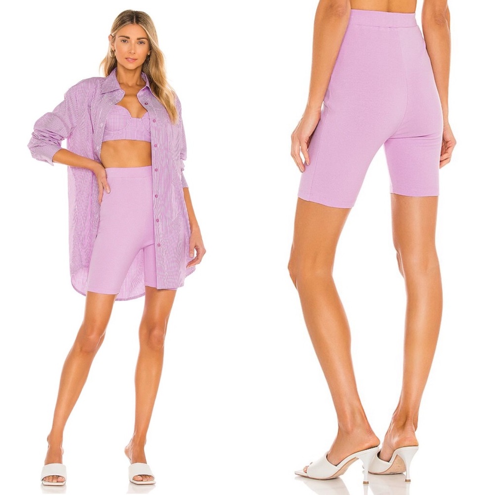 Camilo Coelho Kara pink lilac high waisted ribbed shorts size S small Revolve